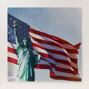 American Flag Lady Liberty Jigsaw Puzzle