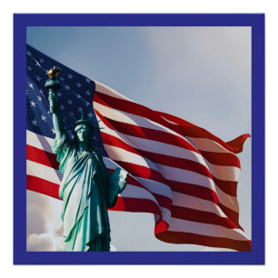 American Flag Lady Liberty Poster