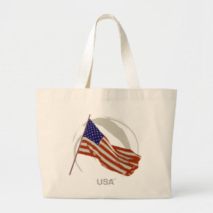american flag large tote bag