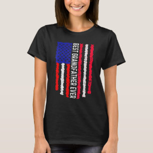 American Flag Latvia Flag Best Grandfather Ever Fa T-Shirt