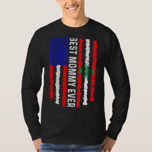 American Flag Lebanon Flag Best Mommy Ever Family T-Shirt