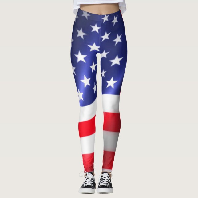 American Flag Leggings Red White and Blue (Front)