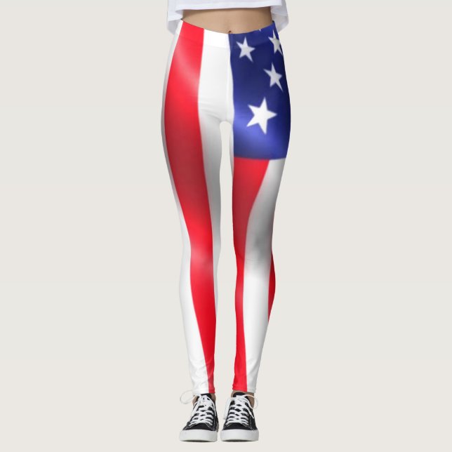 American Flag Leggings Red White and Blue (Front)