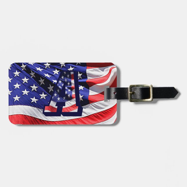 American Flag & Letter "A" Travel Luggage Tag (Front Horizontal)