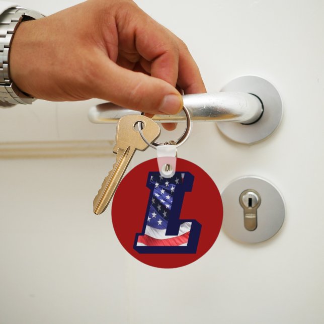 American Flag Letter "L" Keychain (American Flag Letter L Keychain)