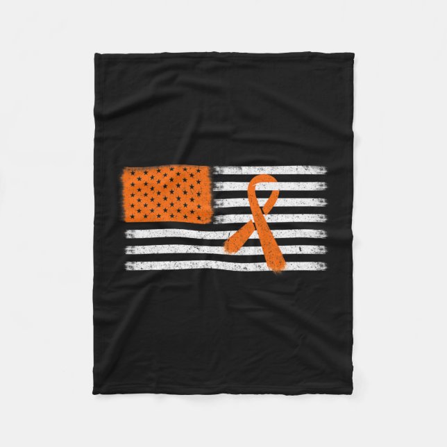 American Flag Leukaemia And Multiple Sclerosis Rib Fleece Blanket (Front)
