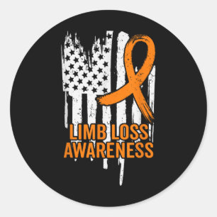 American Flag Limb Loss Awareness Hand Leg Amputee Classic Round Sticker