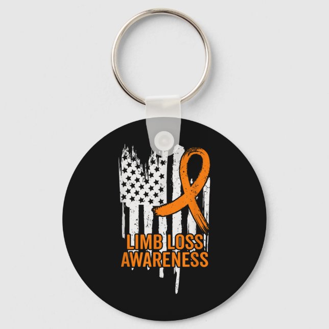 American Flag Limb Loss Awareness Hand Leg Amputee Keychain (Front)