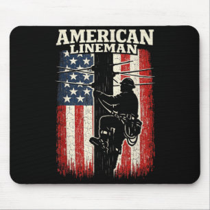 American Flag Lineman Electric Worker Pride Mouse Pad