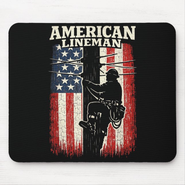 American Flag Lineman Electric Worker Pride Mouse Pad (Front)