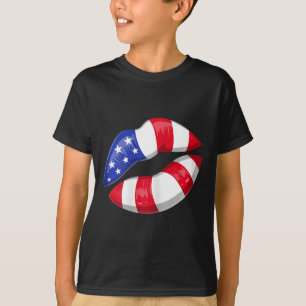 American Flag Lips 4th Of July Patriotic T-Shirt