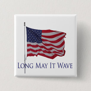 american flag, long may it wave button