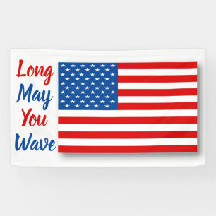 American Flag Long May You Wave Personalized Banner