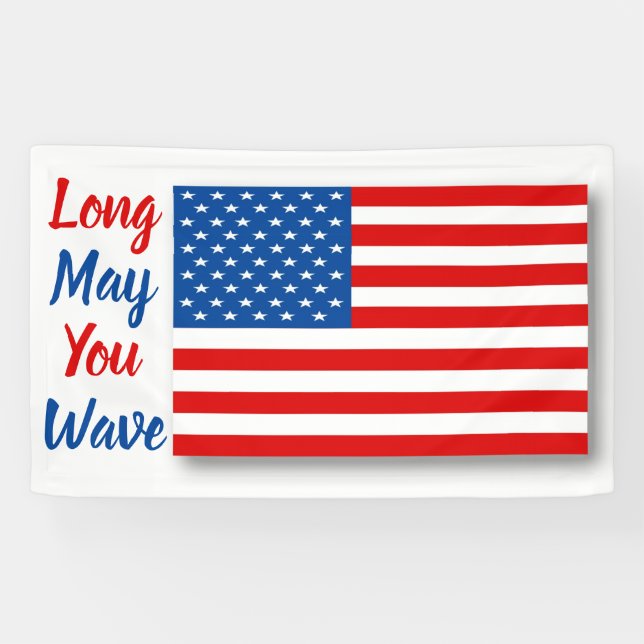 American Flag Long May You Wave Personalized Banner (Horizontal)
