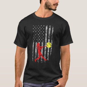American Flag Love Softball Fastpitch Pitcher Soft T-Shirt