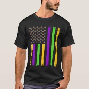 American Flag Mardi Gras Costume Mardi Gras Crawfi T-Shirt