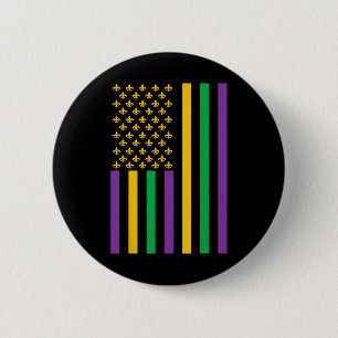 American Flag Mardi Gras Mardi Gras Crawfish Outfi 2 Inch Round Button