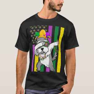 American Flag Mardi Gras Schnauzer Dog Festival Pu T-Shirt