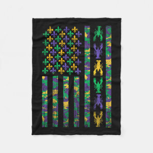 American Flag Mardi Gras Shirts Men Women Crawfish Fleece Blanket