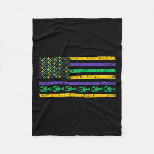 American Flag Mardi Gras T Shirt Mardi Gras Crawfi Fleece Blanket