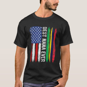 American Flag & Mauritius Flag Best Nana Ever Fami T-Shirt