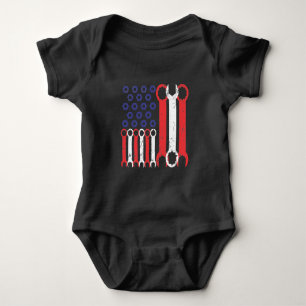 American Flag Mechanic Tools USA Love Craftsman Baby Bodysuit
