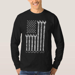 American Flag Mechanic Wrench Gift Mens Womens T-Shirt