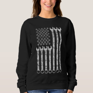American Flag Mechanic Wrench Gift Womens Sweatshirt