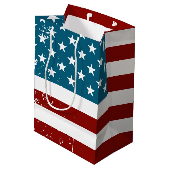 American Flag Medium Gift Bag (Back Angled)