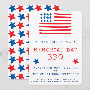 American Flag Memorial Day BBQ Invitation