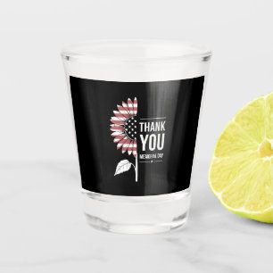 American Flag Memorial Day Sunflower USA Shot Glass
