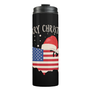 American flag Merry Christmas design Thermal Tumbler