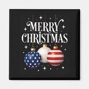 American Flag Merry Christmas Tree Baubles Us Patr Magnet