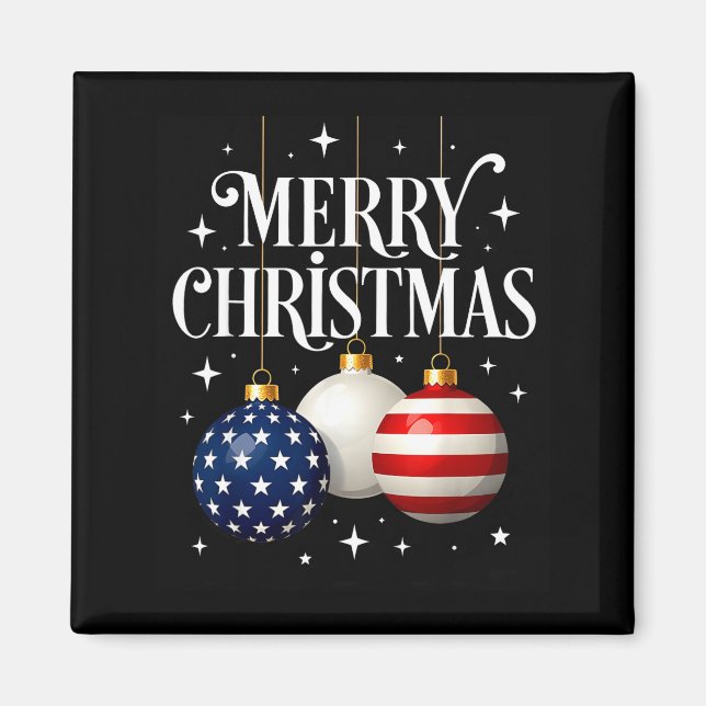 American Flag Merry Christmas Tree Baubles Us Patr Magnet (Front)