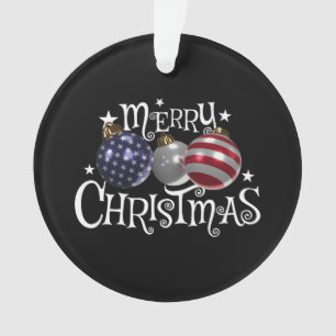 American Flag Merry Christmas Tree Baubles US Patr Ornament