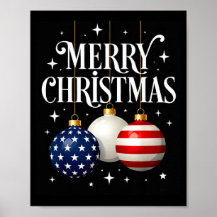 American Flag Merry Christmas Tree Baubles Us Patr Poster