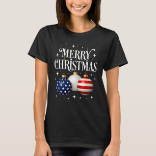 American Flag Merry Christmas Tree Baubles Us Patr T-Shirt