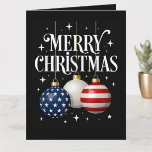 American Flag Merry Christmas Tree Card