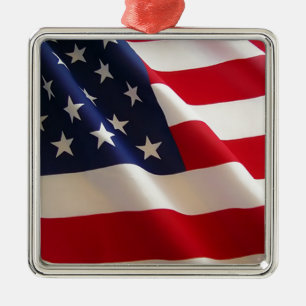 American Flag Metal Ornament
