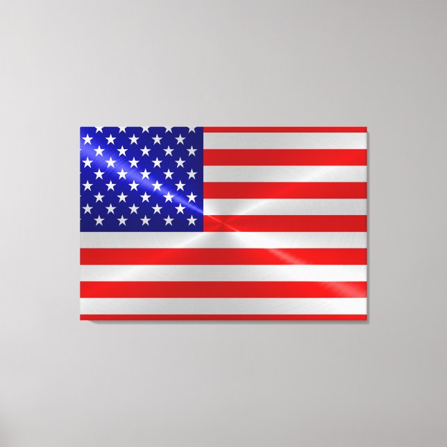 American Flag Metallic Metal Canvas Print (Front)