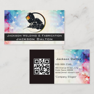 American Flag Metallic Welding Fabricator QR Code Business Card
