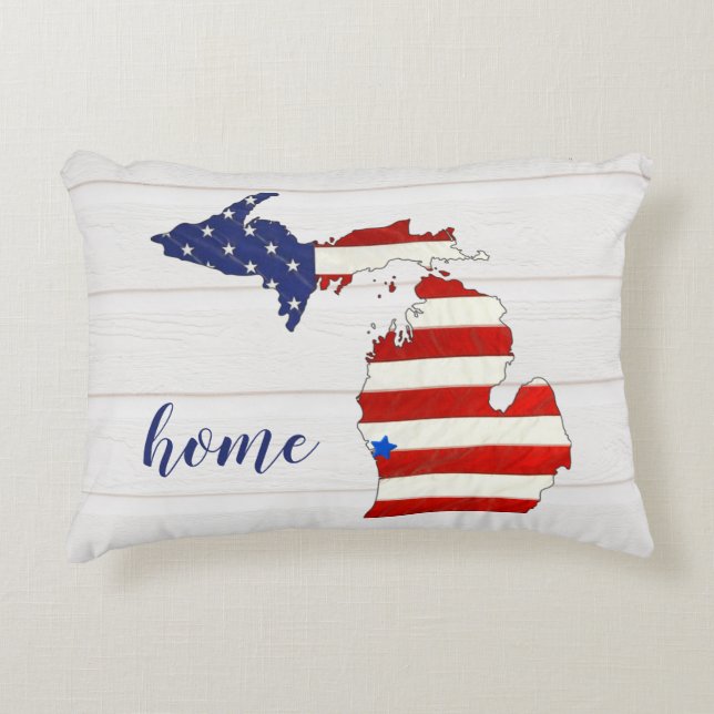 American Flag Michigan Accent Coussin (Devant)