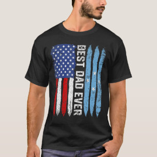 American Flag Micronesia Flag Best Dad Ever Family T-Shirt