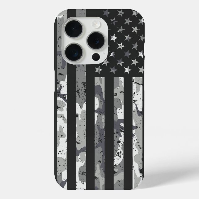 American Flag Military Camouflage White Pattern Case-Mate iPhone Case (Back)