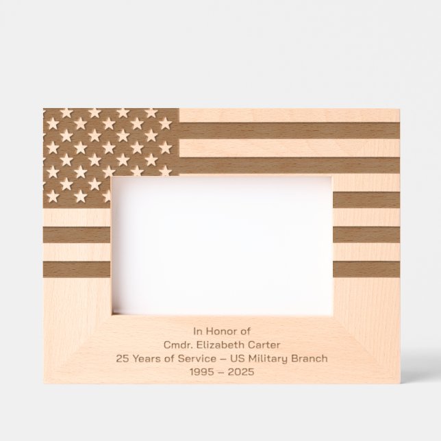 American Flag Military Retirement Etched Frames (Front)