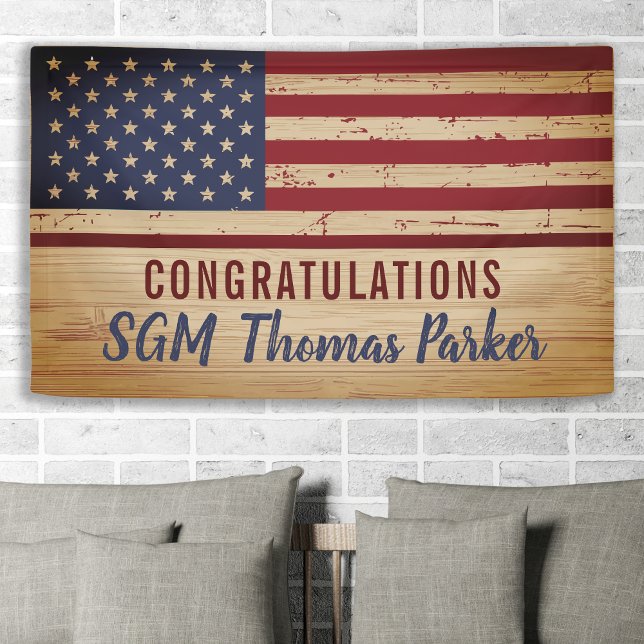 American Flag Military Retirement Party Banner (Creator Uploaded)