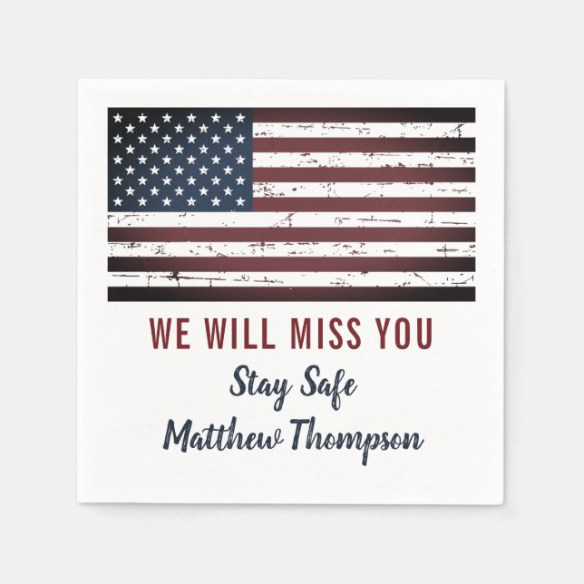  American Flag Military Soldier Going Away Party Napkin (Front)