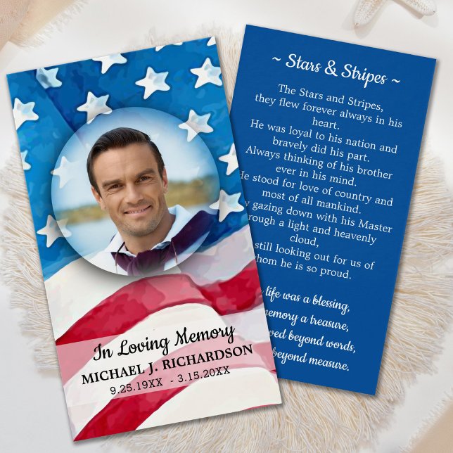 American Flag Military Veteran Funeral Prayer Card (Creator Uploaded)