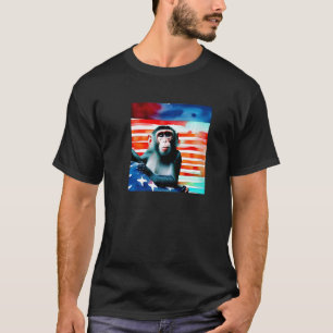 American Flag Monkey Cute Animal US Flag Patriotis T-Shirt