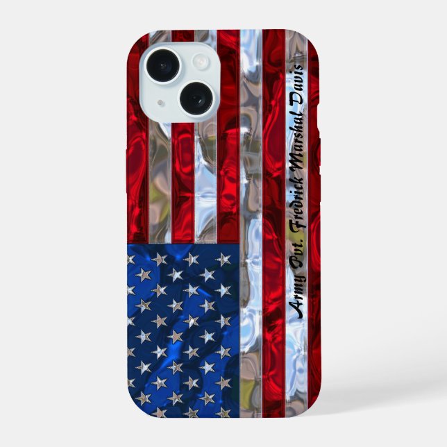 American Flag Monogram  iPhone 15 Case (Back)